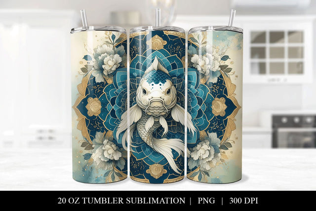 Koi Fish Mandala Tumbler Sublimation Design Sublimation BijouBay 