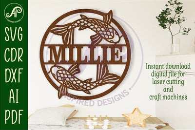 Koi fish name wall art sign, SVG file SVG APInspireddesigns 