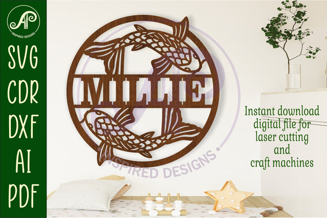 Koi fish name wall art sign, SVG file SVG APInspireddesigns 