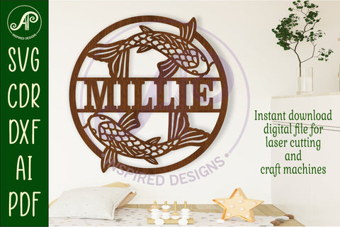 Koi fish name wall art sign, SVG file SVG APInspireddesigns 