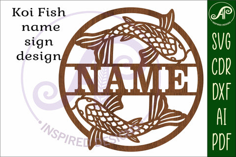 Koi fish name wall art sign, SVG file SVG APInspireddesigns 