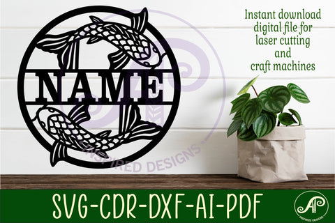 Koi fish name wall art sign, SVG file SVG APInspireddesigns 