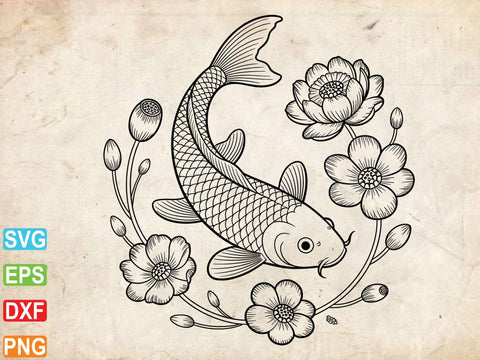 Koi Fish SVG, Koi Fish Clipart, Fish Vector SVG Creativeart88 