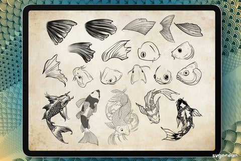 Koi Fish Tattoo Procreate Brushes SVG SvgOcean 