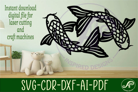 Koi fish wall art sign, SVG file. vector SVG APInspireddesigns 