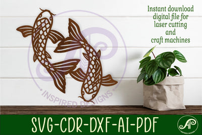 Koi fish wall art sign, SVG file. vector SVG APInspireddesigns 