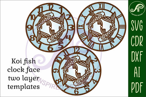 Koi Fish wall clock laser cut files, SVG SVG APInspireddesigns 
