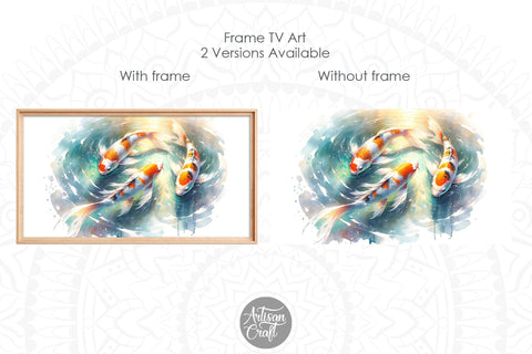 Koi fish watercolor painting TV art Digital Pattern Artisan Craft SVG 
