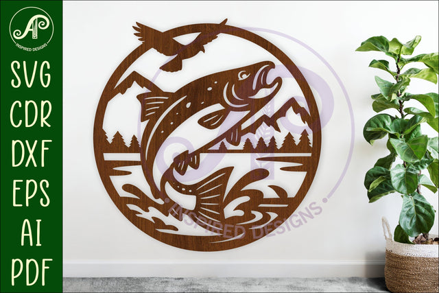 Kokanee Salmon Fish wall sign svg laser cut SVG APInspireddesigns 