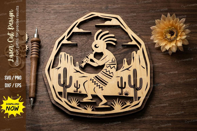 Kokopelli Desert Scene laser Cut svg Cutting file SVG Regulrcrative 
