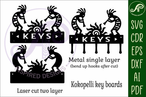 Kokopelli Key holders for metal and laser cutting SVG APInspireddesigns 