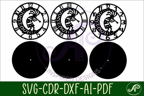 Kokopelli moon clock wall clock laser cut files SVG APInspireddesigns 