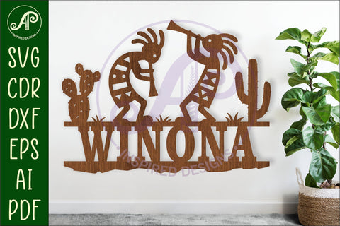 KoKopelli personalized name sign laser cut SVG APInspireddesigns 