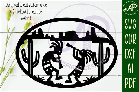 Kokopelli Southwest Wall Art SVG, Western Desert Oval Sign SVG APInspireddesigns 