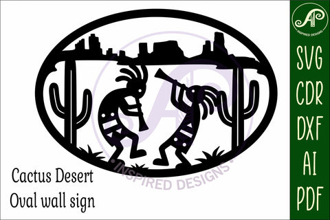 Kokopelli Southwest Wall Art SVG, Western Desert Oval Sign SVG APInspireddesigns 
