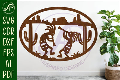 Kokopelli Southwest Wall Art SVG, Western Desert Oval Sign SVG APInspireddesigns 