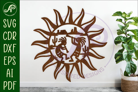 Kokopelli Sun Wall Art SVG - Southwestern Desert Wall Decor SVG APInspireddesigns 