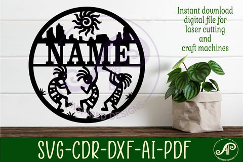 Kokopelli themed name sign svg laser SVG APInspireddesigns 