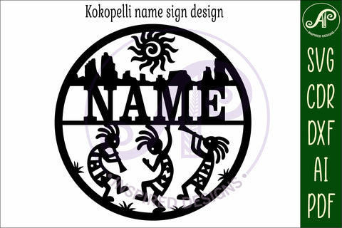 Kokopelli themed name sign svg laser SVG APInspireddesigns 
