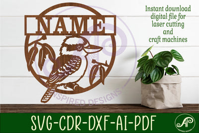 Kookaburra name sign svg laser cut template SVG APInspireddesigns 