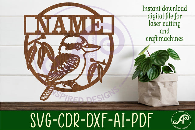 Kookaburra name sign svg laser cut template SVG APInspireddesigns 