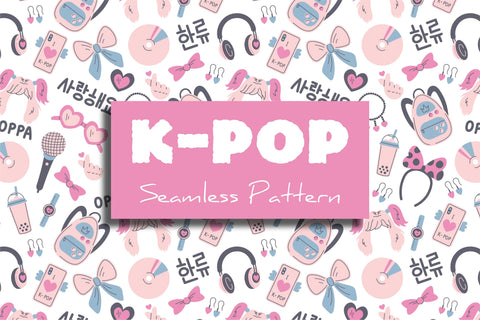 Korean Pop Music Seamless Pattern Digital Pattern Rin Green 
