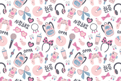 Korean Pop Music Seamless Pattern Digital Pattern Rin Green 