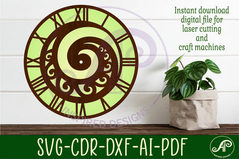 Koru New Zealand themed clock wall clock laser cut files SVG APInspireddesigns 