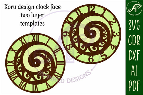 Koru New Zealand themed clock wall clock laser cut files SVG APInspireddesigns 