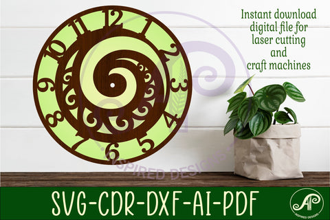 Koru New Zealand themed clock wall clock laser cut files SVG APInspireddesigns 