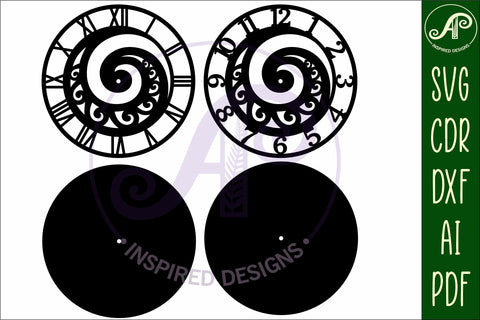 Koru New Zealand themed clock wall clock laser cut files SVG APInspireddesigns 