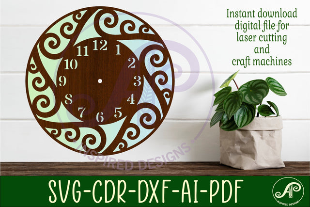 Korus New Zealand themed clock wall clock laser cut files SVG APInspireddesigns 