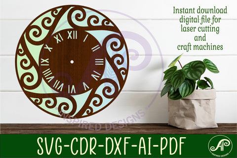 Korus New Zealand themed clock wall clock laser cut files SVG APInspireddesigns 