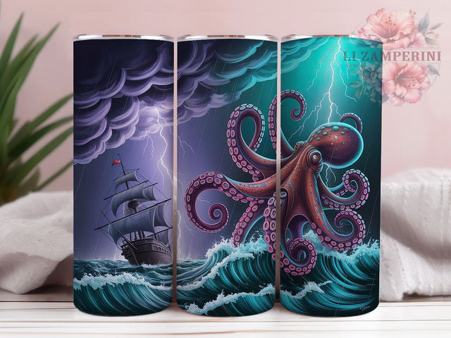 Kraken Sea Monster Nautical Tumbler, Sea Monster PNG, Ocean Beast Design, 20oz Sublimation Wrap, Nautical Fantasy Art, Tentacle Attack Tumbler, Mythical Sea Creature Sublimation Li Zamperini 