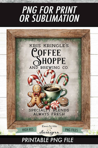 Kringles Coffee Shoppe Sublimation Design | Vintage Sign PNG Sublimation Ewe-N-Me Designs 