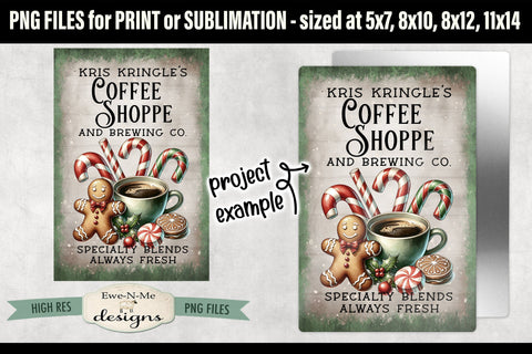 Kringles Coffee Shoppe Sublimation Design | Vintage Sign PNG Sublimation Ewe-N-Me Designs 