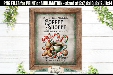 Kringles Coffee Shoppe Sublimation Design | Vintage Sign PNG Sublimation Ewe-N-Me Designs 