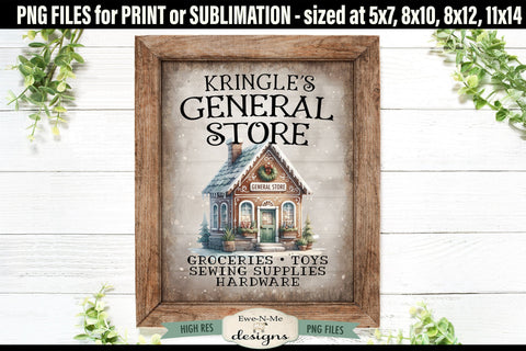 Kringles General Store Sublimation Design | Vintage Sign PNG Sublimation Ewe-N-Me Designs 