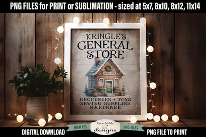 Kringles General Store Sublimation Design | Vintage Sign PNG Sublimation Ewe-N-Me Designs 