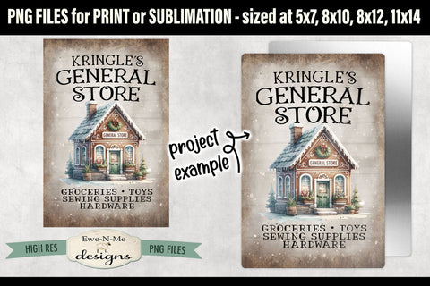 Kringles General Store Sublimation Design | Vintage Sign PNG Sublimation Ewe-N-Me Designs 