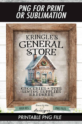 Kringles General Store Sublimation Design | Vintage Sign PNG Sublimation Ewe-N-Me Designs 