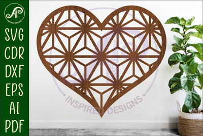 Kumiko pattern heart wall sign, SVG d1 SVG APInspireddesigns 