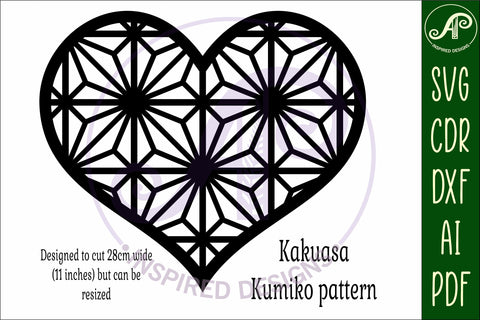 Kumiko pattern heart wall sign, SVG d2 SVG APInspireddesigns 