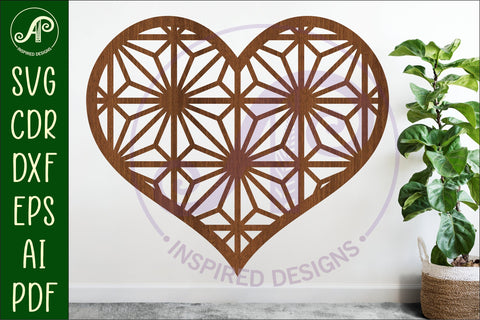 Kumiko pattern heart wall sign, SVG d2 SVG APInspireddesigns 