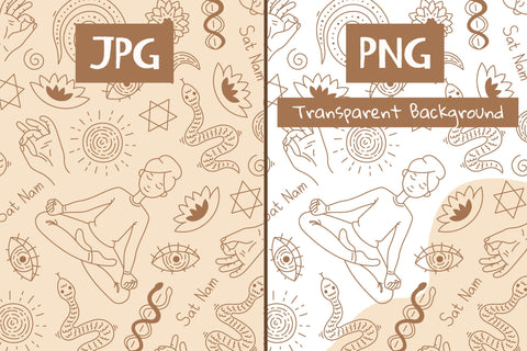 Kundalini Yoga Seamless Pattern PNG JPG EPS Digital Pattern Rin Green 