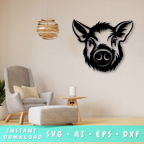 Kune Kune Pig Laser SVG Cut File, Kune Kune Pig Glowforge File, Kune Kune Pig DXF, Kune Kune Pig Wall Art SVG SVG HappyDesignStudio 