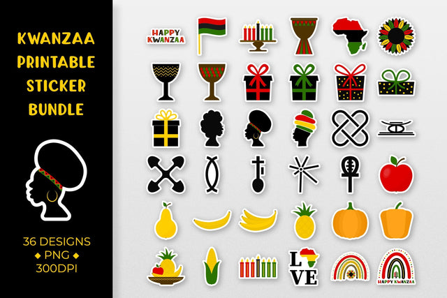 Kwanzaa sticker bundle. African American stickers printable Sublimation LaBelezoka 