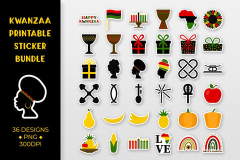 Kwanzaa sticker bundle. African American stickers printable Sublimation LaBelezoka 