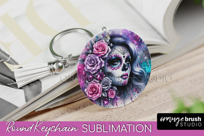 La Catrina Keychain - Halloween Sublimation PNG Sugar Skull Sublimation OrangeBrushStudio 