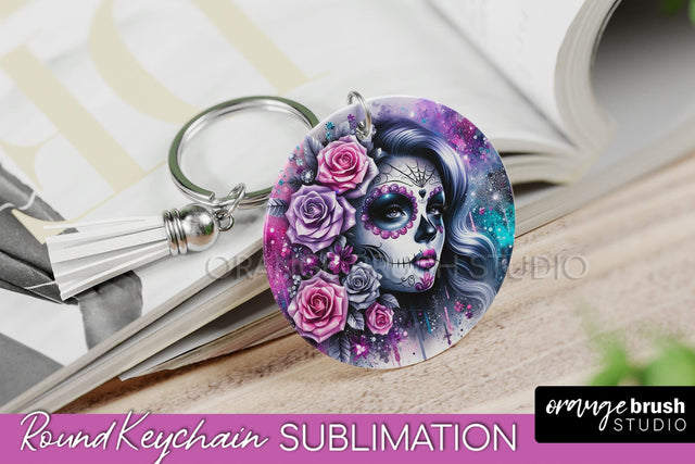 La Catrina Keychain - Halloween Sublimation PNG Sugar Skull Sublimation OrangeBrushStudio 